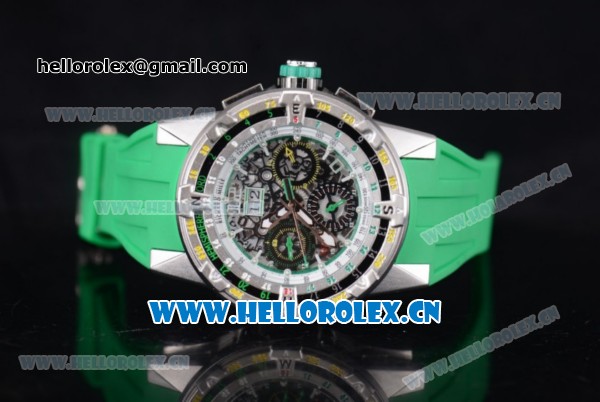 Richard Mille RM60-01 Asia Automatic Steel Case with Skeleton Dial Green Rubber Strap and Stick/Arabic Numeral Markers - Click Image to Close